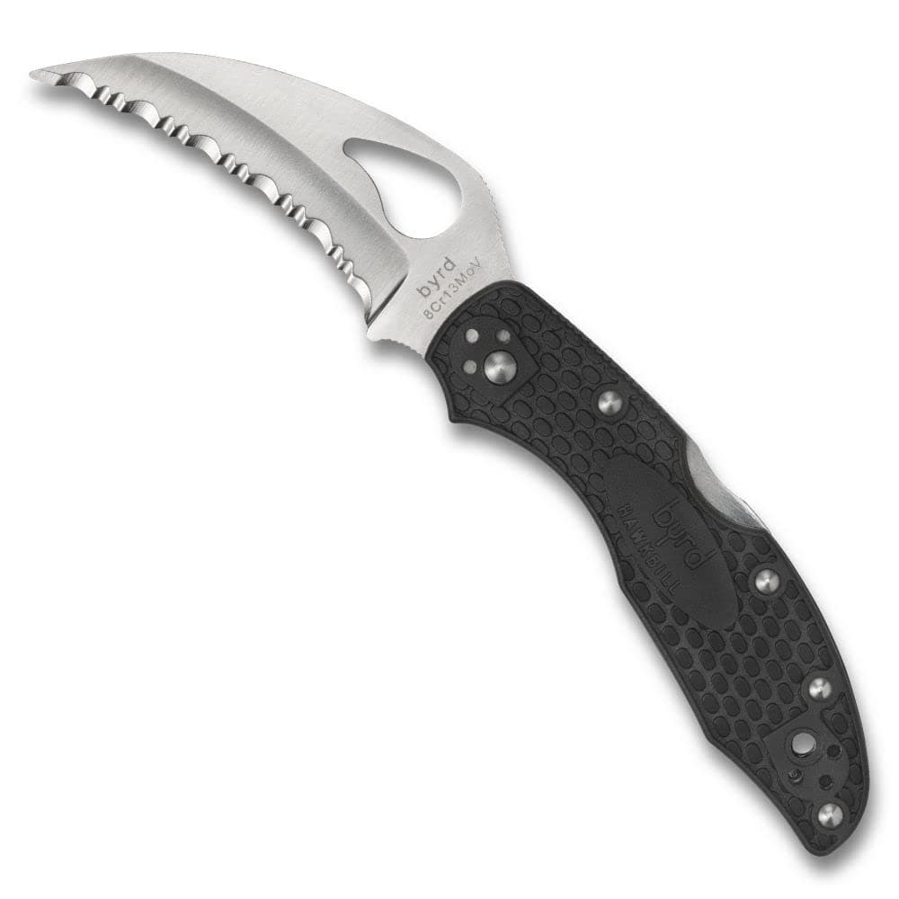 Spyderco Byrd Hawkbill Folding Pocket Knife with 2" 8Cr13MoV Steel Blade and FRN Handle - EDC Knife for Men and Women, Perfect for Hunting, Tactical, Camping, Survival - SpyderEdge - BY22SBK