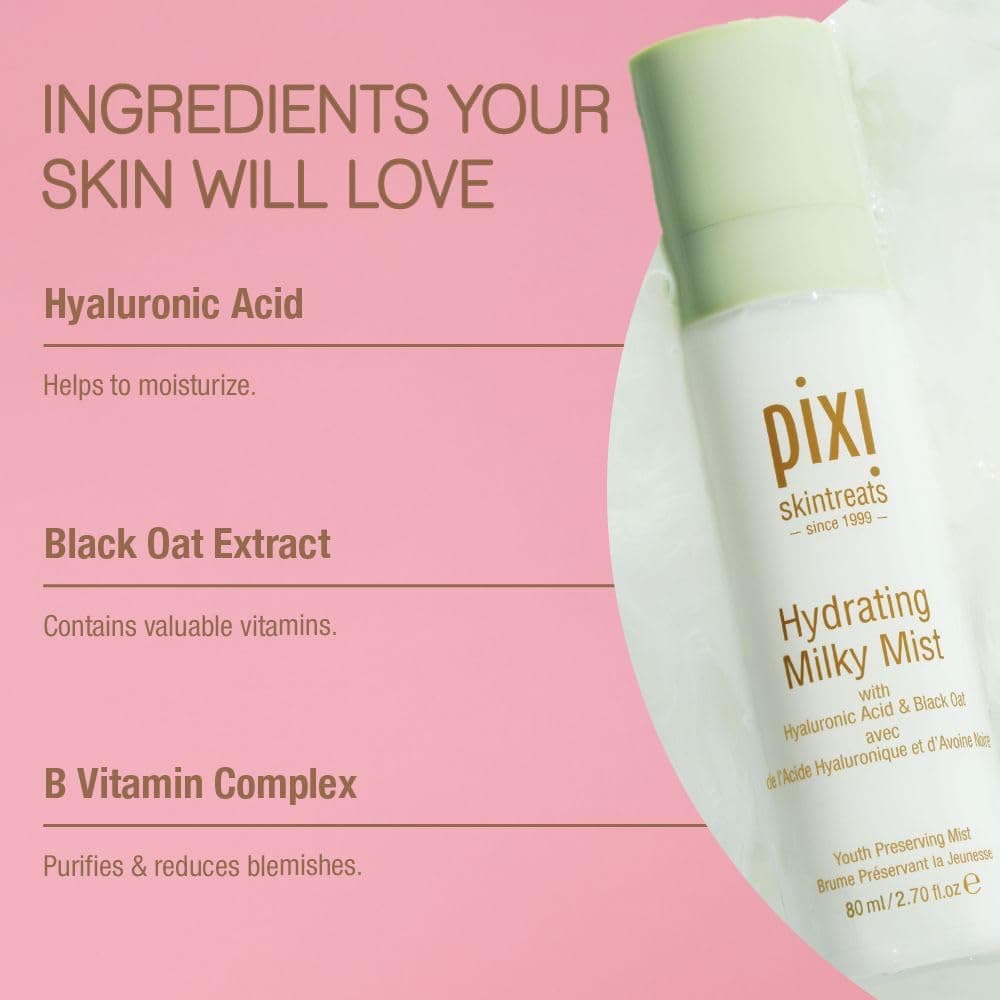 Pixi Beauty Milky Mist 2.70 Fl Oz | Hydrating Moisturizer for Dry Skin | Infused with Hyaluronic Acid