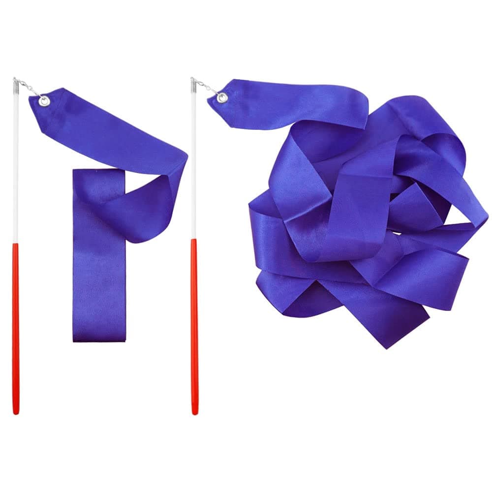 Blue Rhythmic Gymnastics Set of 2 Gymnastics Ribbon Dance Streamers Sticks for Talent Shows Gymnastics Party