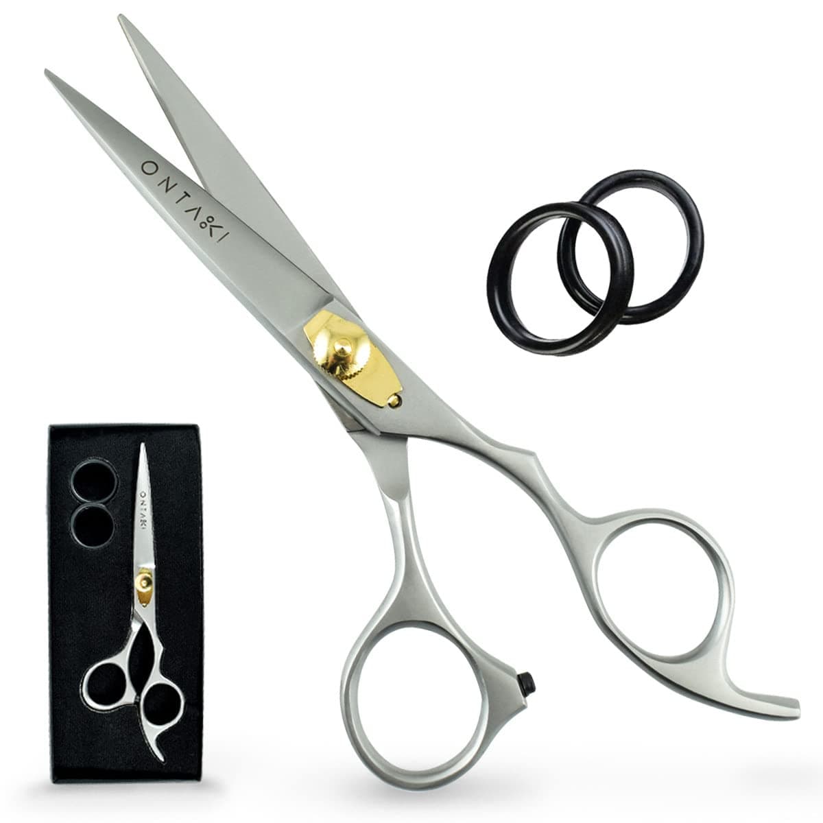 Ontaki Professional Hair Cutting Scissors, Barber Hair Salon Shears, 6.5" Silver, Japanese Steel, Modern Style