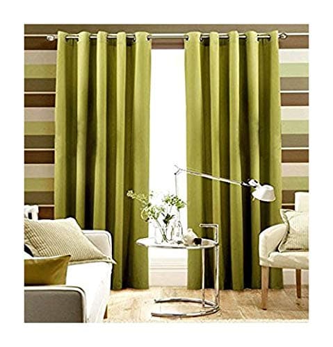 Pair Of Plain LIME Green Eyelet Ring Top BLACKOUT/DIMOUT Curtains 53" X 72"