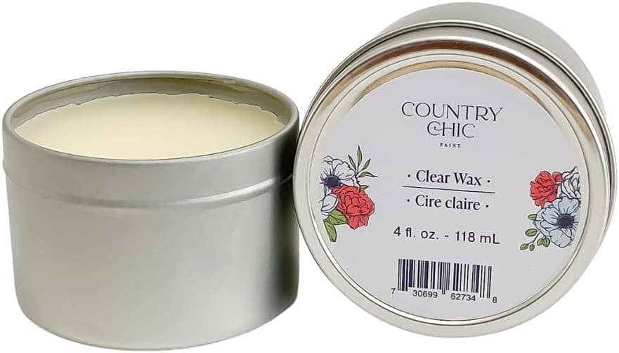 Furniture Wax - 100% Natural Sealant for Chalk Furniture or Raw Wood, Light Protection, Easy to Apply, No Odor, Eco-Friendly - 7 Color Choices - Clear (8 oz)
