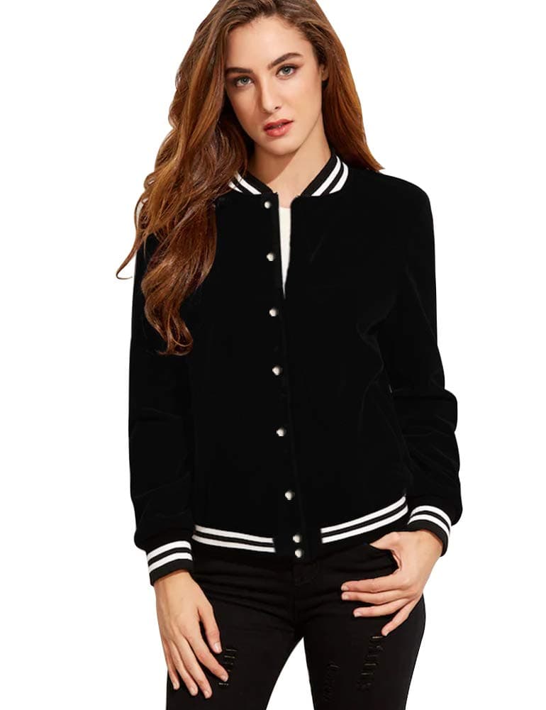FV RELAY® Women's Baseball Jackets Casual Varsity Velvet Short Coats Outwear