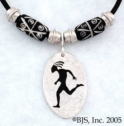 Kokopelli Runner Necklace - Sterling Silver Sports Jewelry