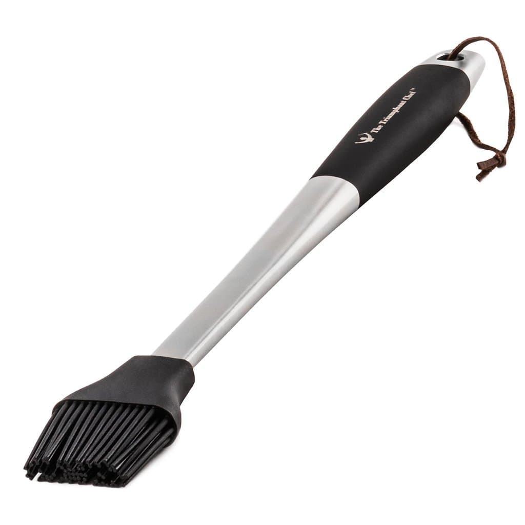 Premium Stainless Steel Silicone BBQ Basting Brush, 16.5" Long, Large Head, Charcoal Black