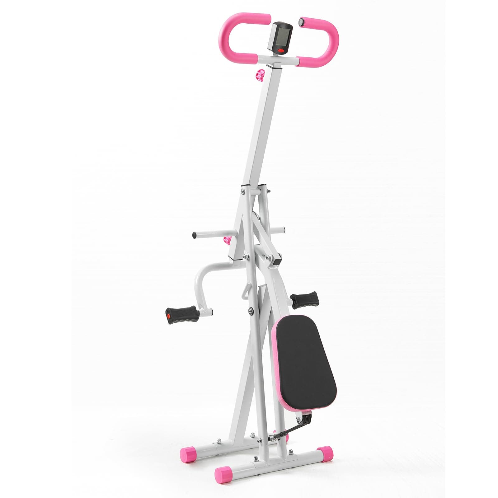 Deep Squat Machine for Women Home, Squat Ride / Rowing Machine with Adjustable Resistance, Foldable Exercise Equipment, Glute & Leg Cardio Workout Machine (Pink)