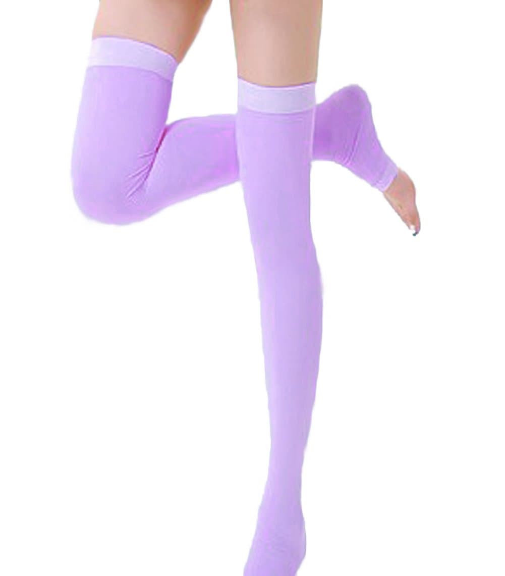 Feilan Yoga Sleep Therapeutic Compression Socks - Thigh-high - Toeless - Lavender - 20-30mmhg - One Size Fits Most