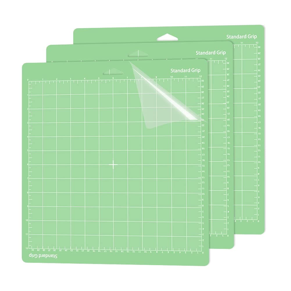 YHANECStandardgrip Cutting Mat for Cricut Maker/Explore Air/Air 2 /One, 12x12 Inch, 3 Packs Standard Adhesive Cutting Mats, Replacement Accessories for Cricut(Green)