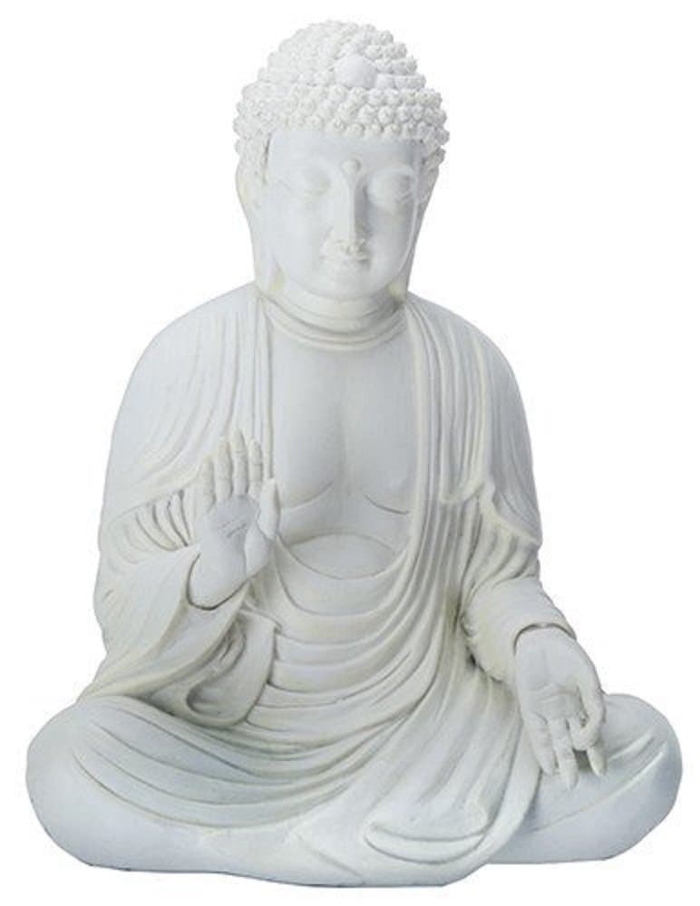 Amida Buddha Meditating Teaching Mudra Statue White, Resin 5.25" H
