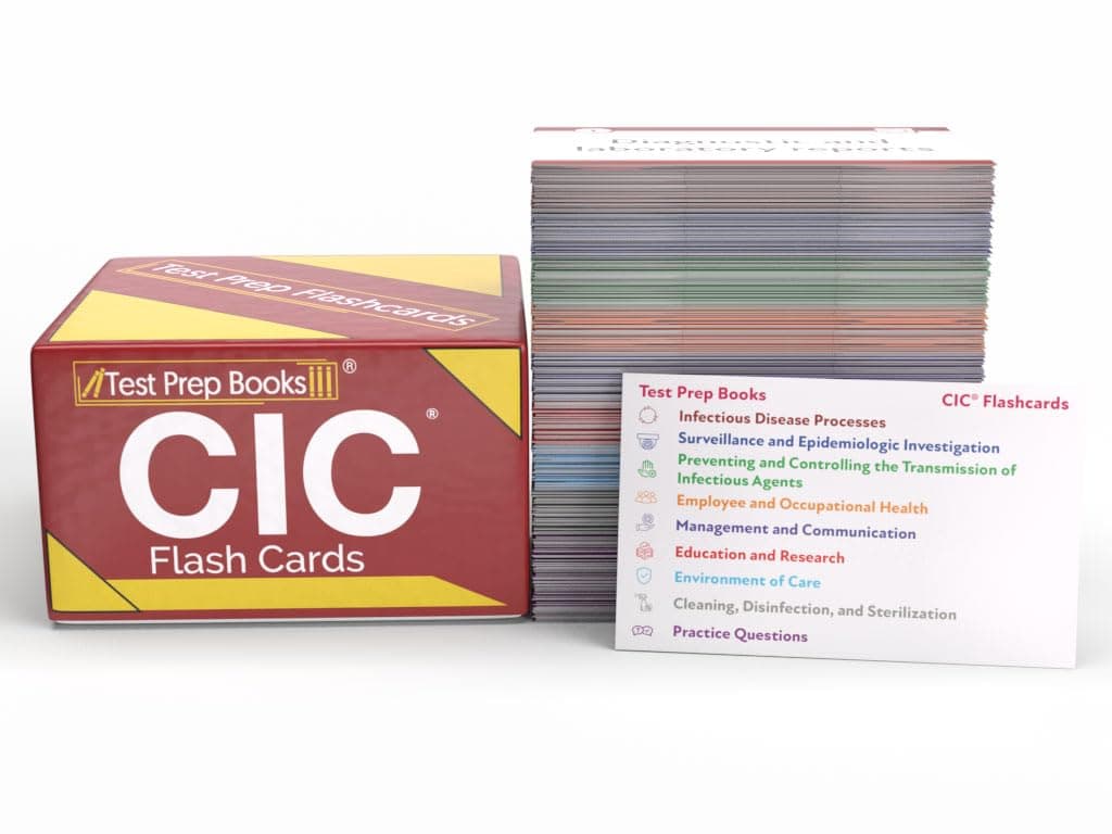CIC Exam Prep Study Cards: Review and Practice Test Questions for the CBIC Certified Infection Control Examination [Full Color Cards]