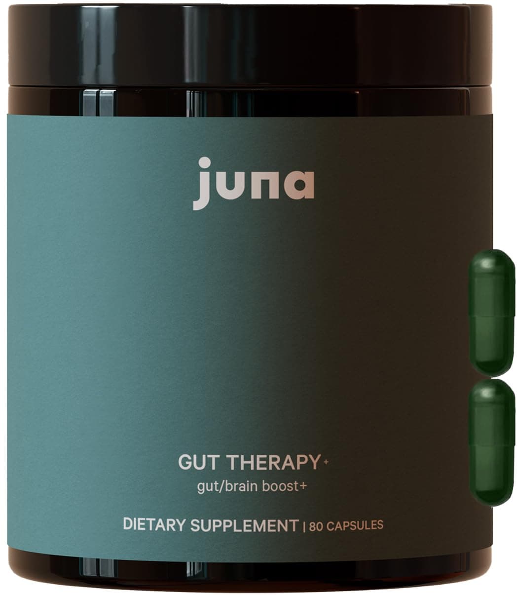 Juna Gut Therapy – L-Glutamine Amino Acids & Probiotics for Gut-Brain Support – Helps Mood, Focus & Mental Clarity – Dual-Action Probiotics Support Microbiome Balance – With Clinically Studied Ginseng