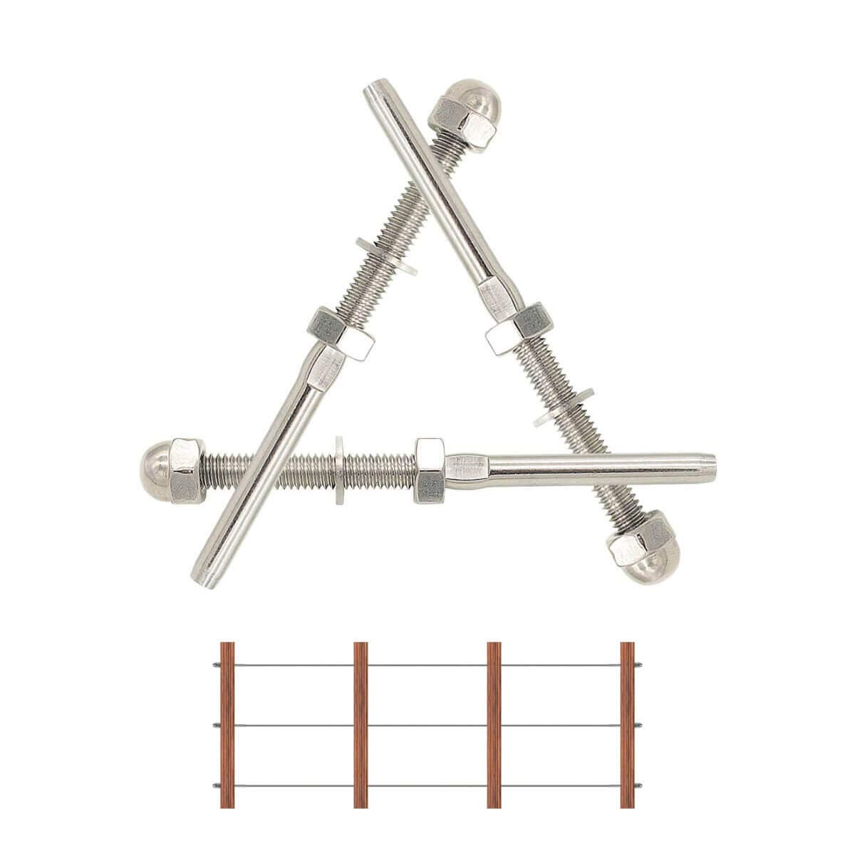 100 Pack Fayevorite Threaded Terminal Stud End, Threaded Tension Stud End,Stainless Steel Hand Swage Stud for 1/8" Cable Deck Railing,Rail System, Cable Railing Kit,Cable Tensioner (100)