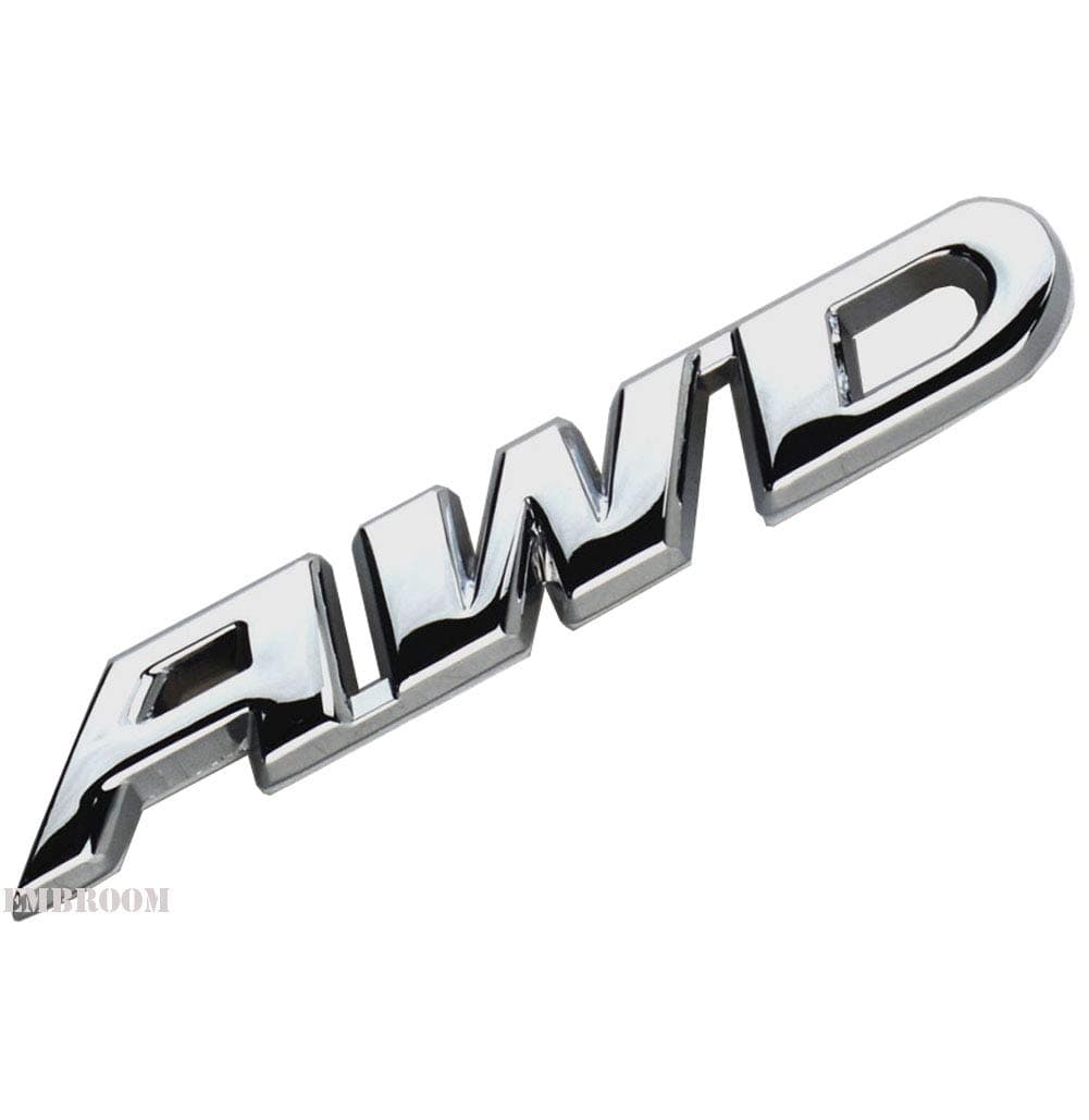 AWD Emblem, 3D Metal Tailgate Side Sticker Badge Replacement For 4x4 All Wheel Drive SUV Off Road (Chrome)