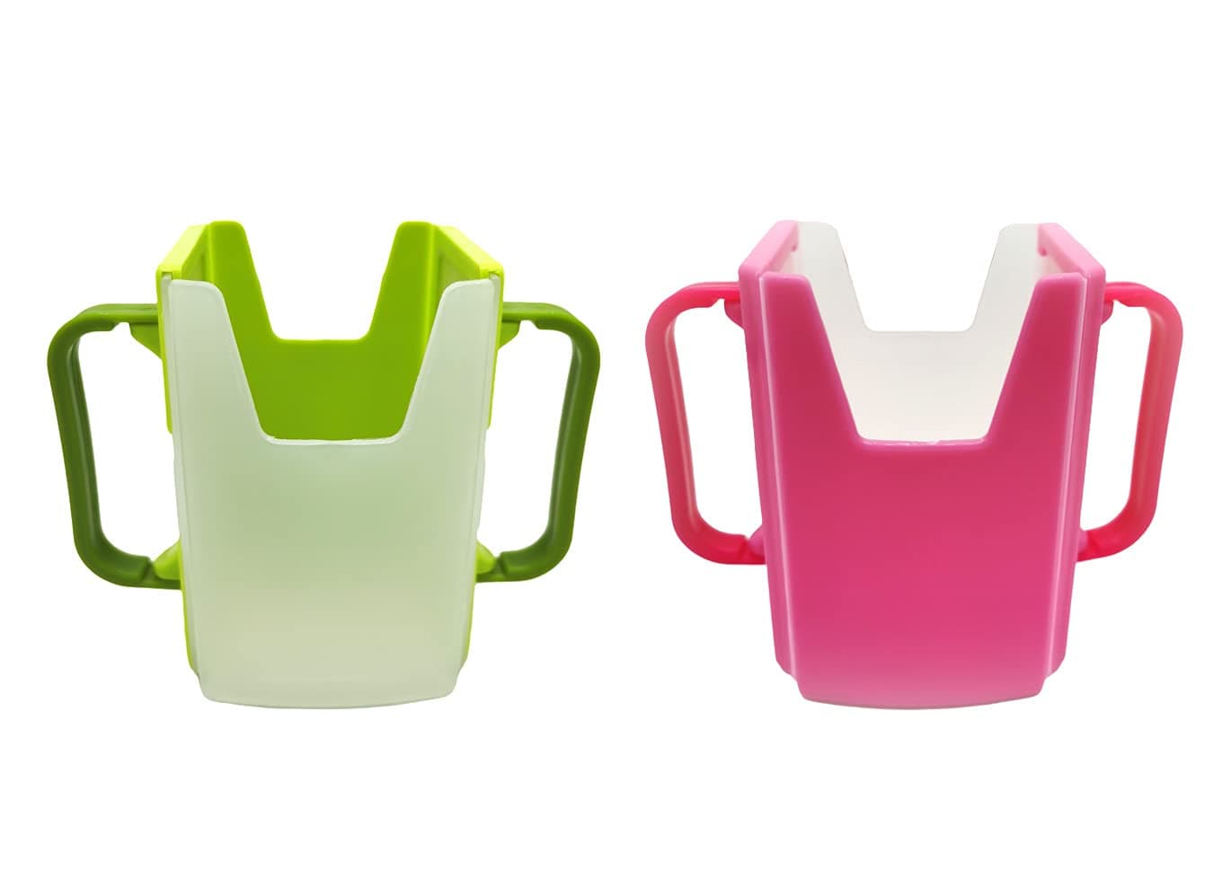 Baby Juice Box Holder Juice Bag Holder for Toddlers No Squeeze Adjustable Folding Food Pouch and Milk Box Holder for Kids No Spill 2-Pack (Green&Pink)