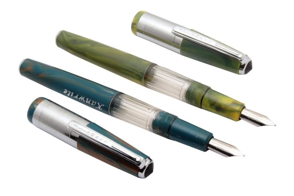 Ledos Set Of 2 - Kanwrite Kingdom Eyedropper Demonstrator FLEX NIB Fountain Pen Vintage Look New