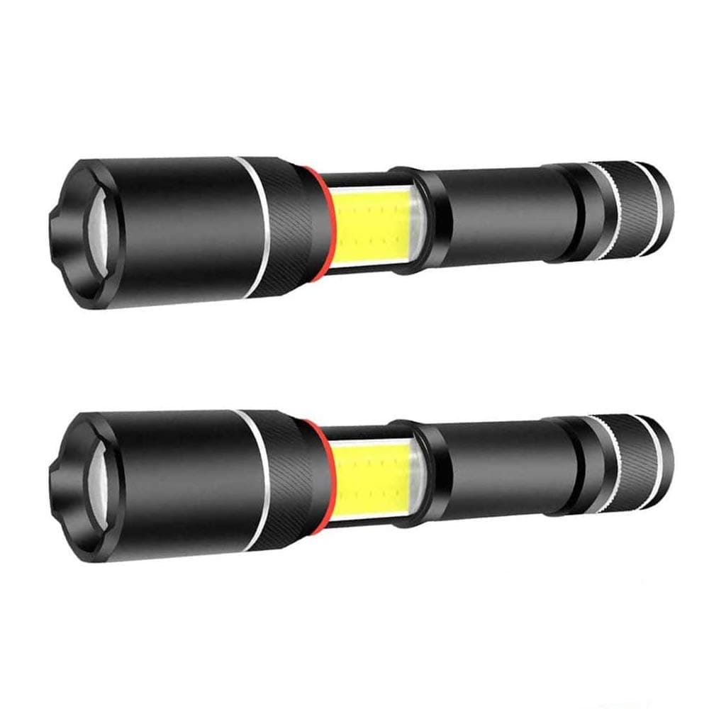 2 Pcs LED Flashlight 5000 Lux COB Lantern+ Flashlight in-1with Zoom LED Flashlight Lantern