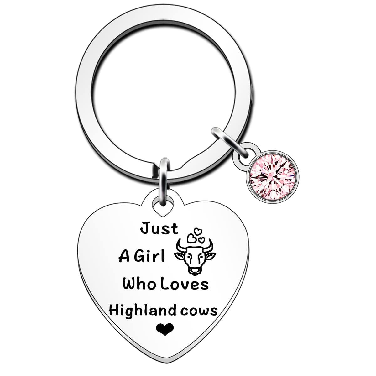 JETTOP Highland Cow Gifts for Girl Women Just A Girl Who Loves Highland Cow Keyring, Silver, One Size, Keyring