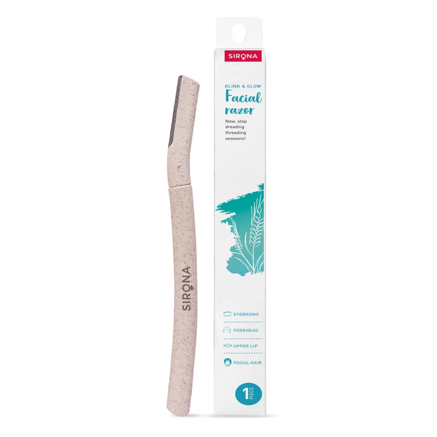 Sirona Reusable Blink & Glow Face Razor for Women - 1 Razor | Painless Facial Hair Removal | Eyebrow Shaper | For Eyebrows, Upper Lip, Forehead, Peach Fuzz, Chin and Sideburns | Dermaplaning Tool