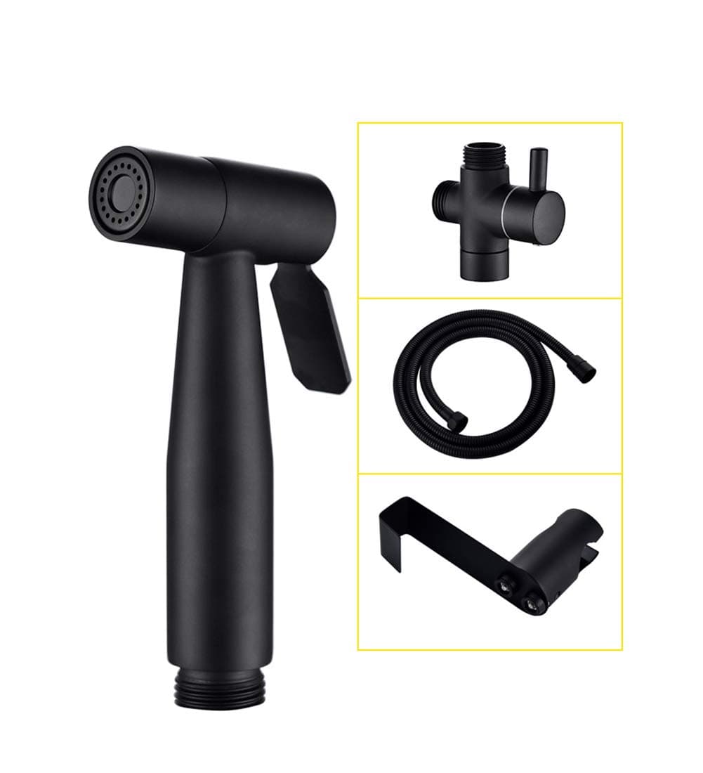 Hand Held Toilet Bidet Sprayer Black Stainless Steel Bidet Jet Douche Kit Shattaf Faucet Toilet Washer Cleaning