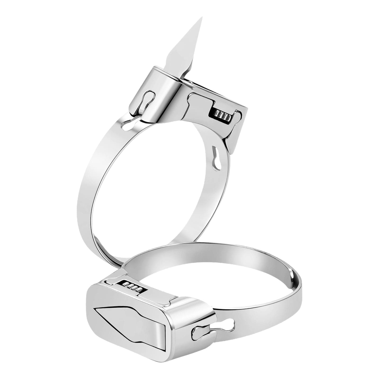 JewelryWe Womens Self Defense Ring: Multi functional Defense Ring Knife to Open Package - Adjustable Outdoor Tool Fashion ladies rings Christmas New Year Jewelry Gift for Girls Women