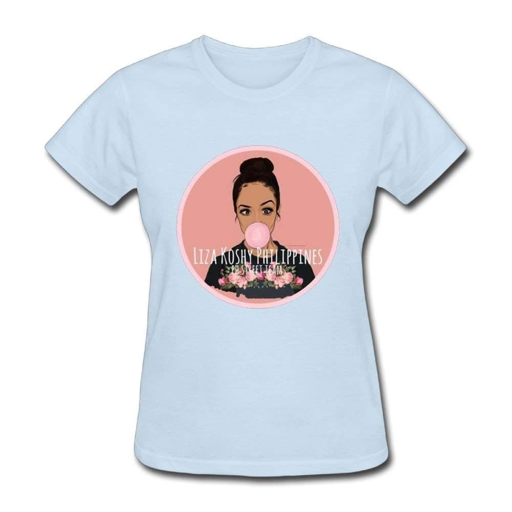 Women's SkyBlue Generic Cotton Liza Koshy Logo Funny Short T Shirts