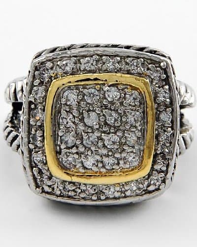 Cubic Zirconia 2 Tone Designer Ring Sz 8 by Jersey Bling