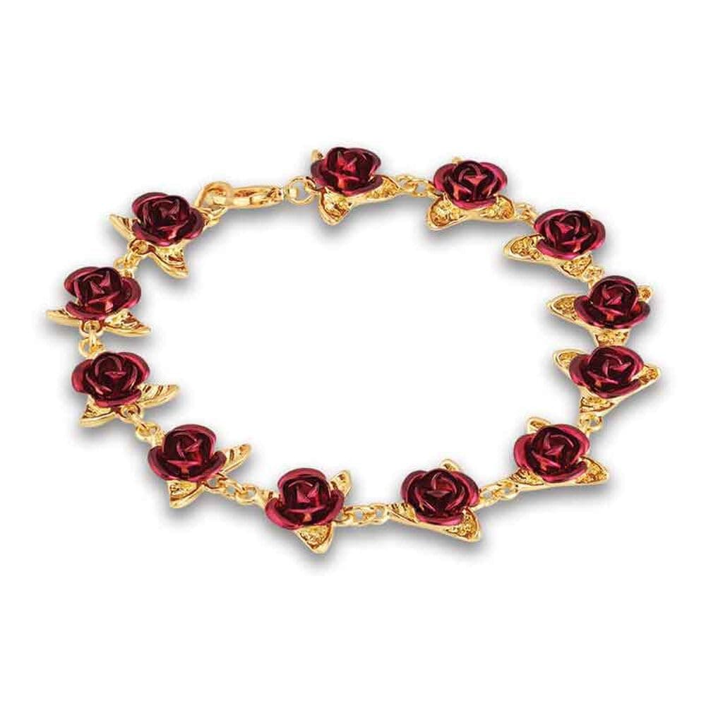 Danbury Mint A Dozen Roses Bracelet - Women's Rose Link Bracelet - Rose Gifts | Flower Jewelry - Features 12 Detailed Roses #8355-0194