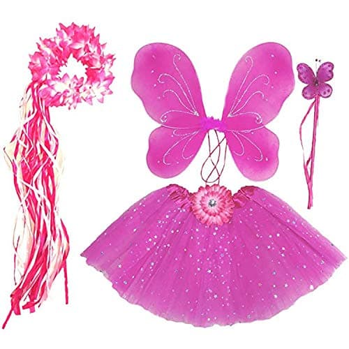 Enchantly Fairy Costume - Fairy Wings for Girls - Butterfly Costume for Girls - 4 Piece Set