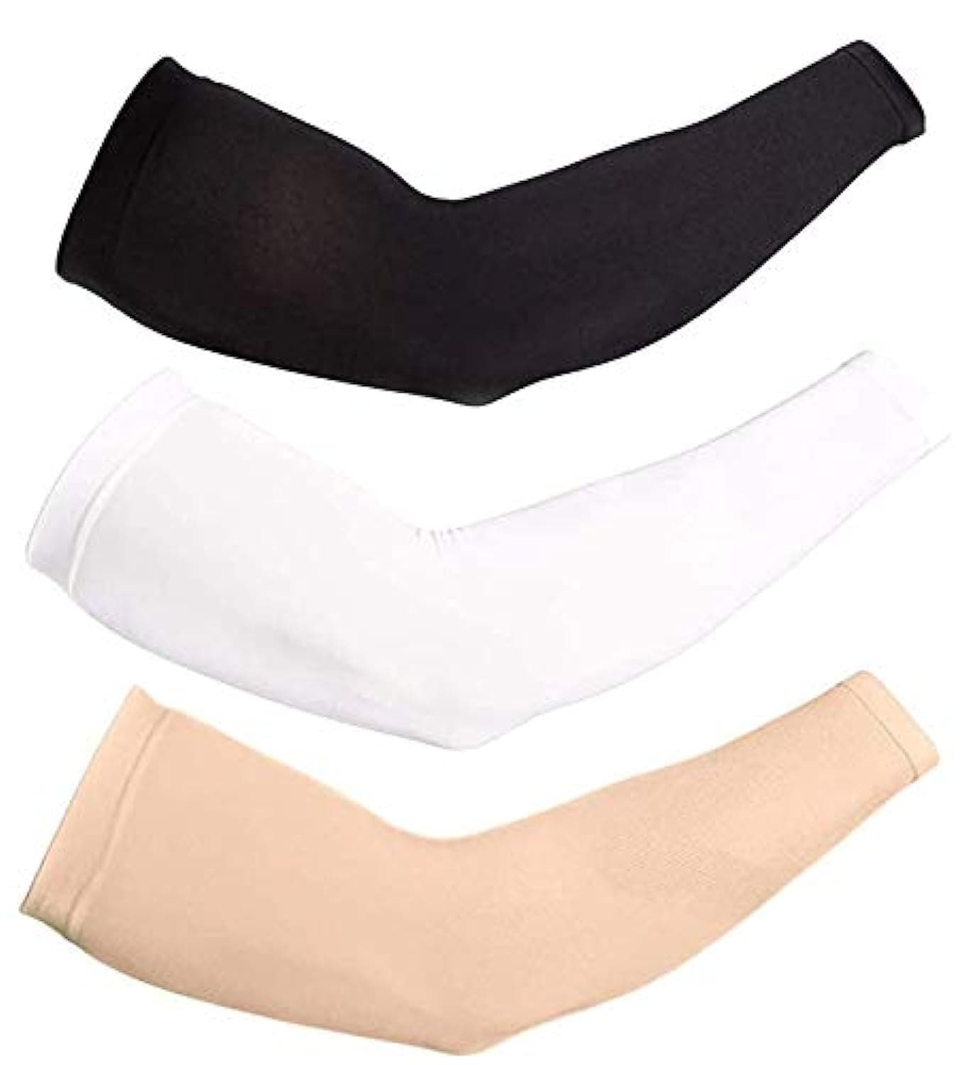 WENIA Men's, Women's UV Protection Arm Sleeves (Black/White/Beige,3 Pairs)