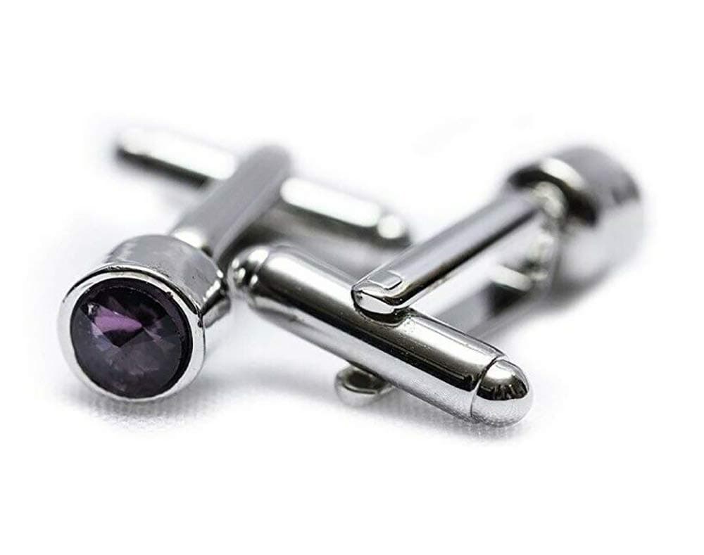 Guento Airus Classic Men's Dot Cufflinks Pair Lavender Alloy Metal Business French Cuff Link Shirt, Luxury Gift Box with Mirror