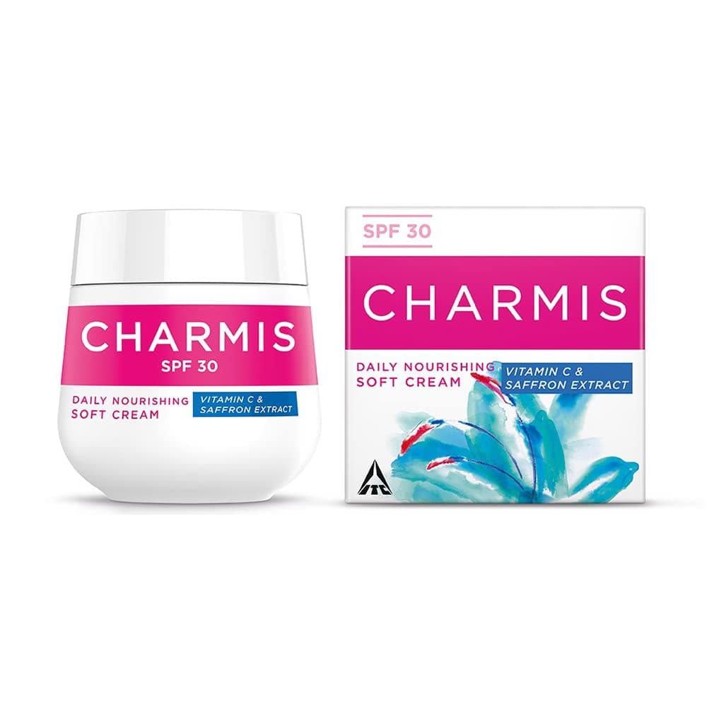 Charmis Daily Nourishing Vitamin C Soft Cream with Saffron Extracts and SPF 30, Face Serum for Glowing and Moisturized Skin, All Skin Types, 200 ml
