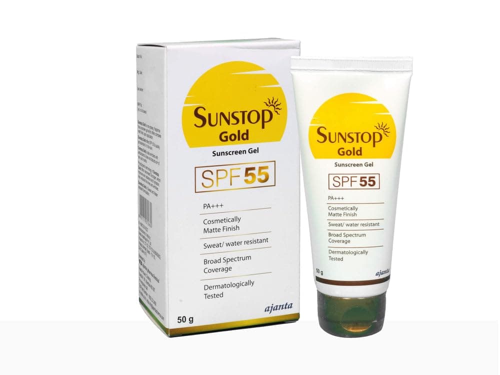 Sunstop Gold Spf 55 Sunscreen for All Skin Type Gel Matte Finish 50 Gm