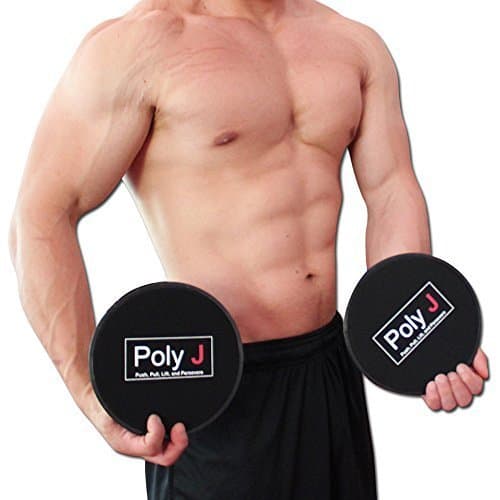Two Extremely Durable Glider Discs by Poly J (Set of 2 x Exercise Sliders) – Workout Your Core Muscles by Sliding or Gliding The Dual Sided Discs on Hardwood or Carpet.