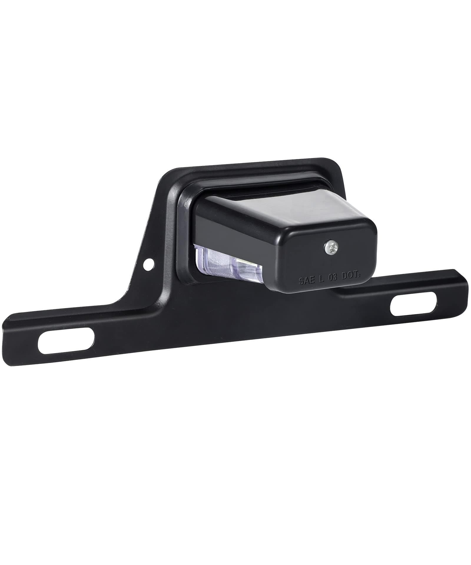 THE WHITE SHOP LED License Plate Light Water-proof 12V DC License Tag Light with Holder Drainage Hole Steel Bracket Mount ABS Housing PC Lens for Trailer Truck Pickup UTV ATV RV Boat 12V