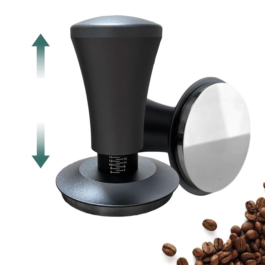 58mm Espresso Tamper, Spring Loaded Coffee Tamper, Barista Espresso Tamper,100% Flat Stainless Steel Base Fits for Breville Series 58mm Portafilter Basket