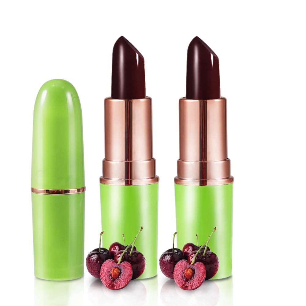 Color Changing Lipstick Queen,PH Mood Long Lasting Lip Gloss Korean Lip Balm Tinted Magic Makeup Moisturize Lipstick Set (2 Pcs Red Cherries, 2 Count (Pack of 1))