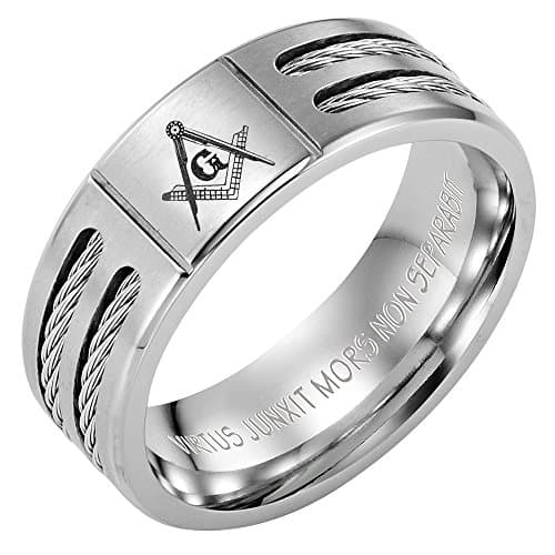 Willis Judd MasonicMan New Mens Titanium Masonic Ring Latin Engraving Inside