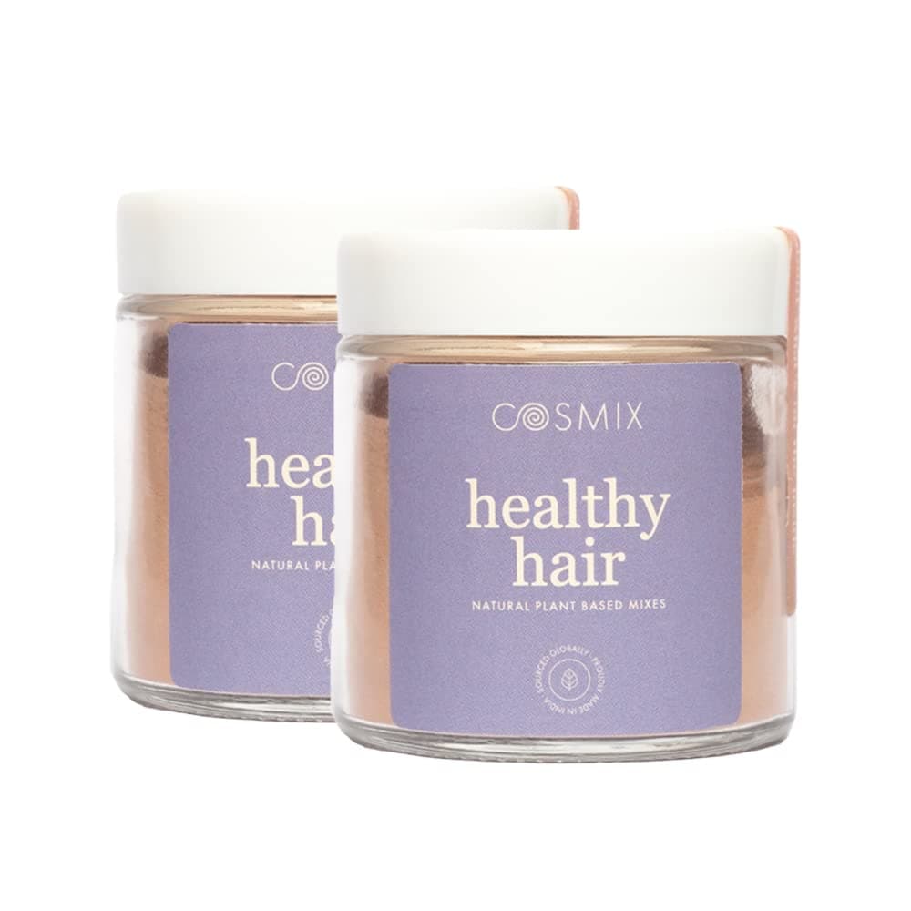 COSMIX - Healthy Hair | For Healthy Scalp & Hair | Biotin Booster | Superfood Blend with Berries, Amla & Bamboo Shoot | 60g (Jar of 2)- 40 servings each| No Preservatives No Added Sugar | Vegan