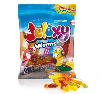Jelaxy Gummy Candy, No Artificial Colors, Beef Gelatine, 80 g (Worms, 3 Pack)
