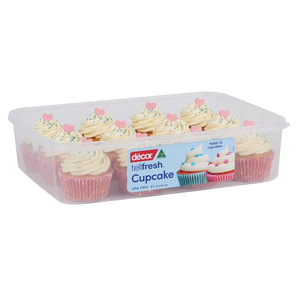 Décor Tellfresh 12 Cupcake Storage Box | Airtight Lid | Dishwasher Safe | 4L Capacity