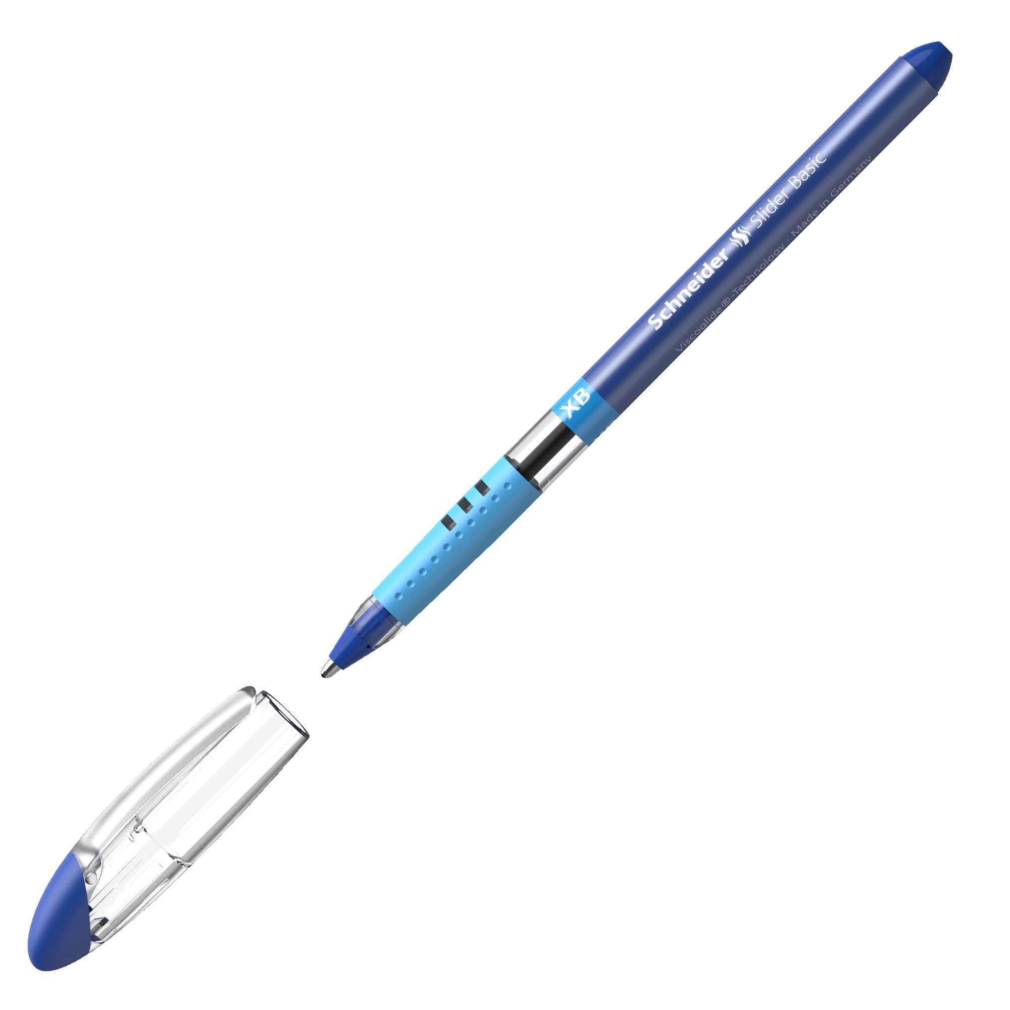 151203 writing instruments ballpoint pen Slider Basic, cap model, XB, blue, barrel color transparent, 1 piece