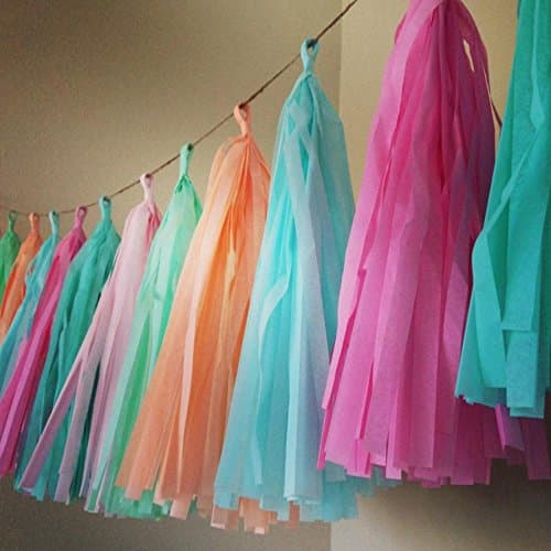 DIY Tassel Garland Baby Shower Party Decoration Pastel Colours