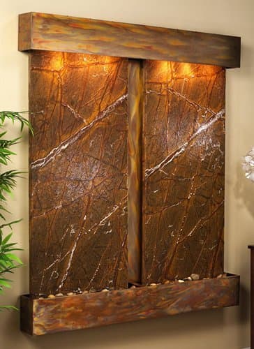 Adagio CFS1006 Cottonwood Falls - Brown Rainforest Marble Wall Fountain