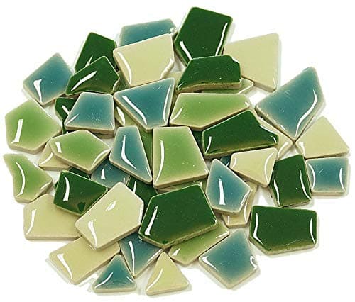 Flip Ceramic Mini Mosaic Tiles - Green Mix 100g