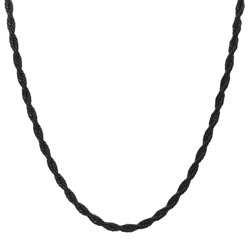 Stainless Steel 4mm Twist Rope Chain Necklace, 22" Inches-28" Inches