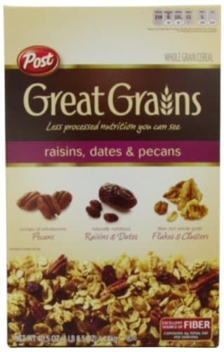 Post Great Grains Raisins Dates Pecans Cereal, 40.5-Ounce Box (Pack of 3)