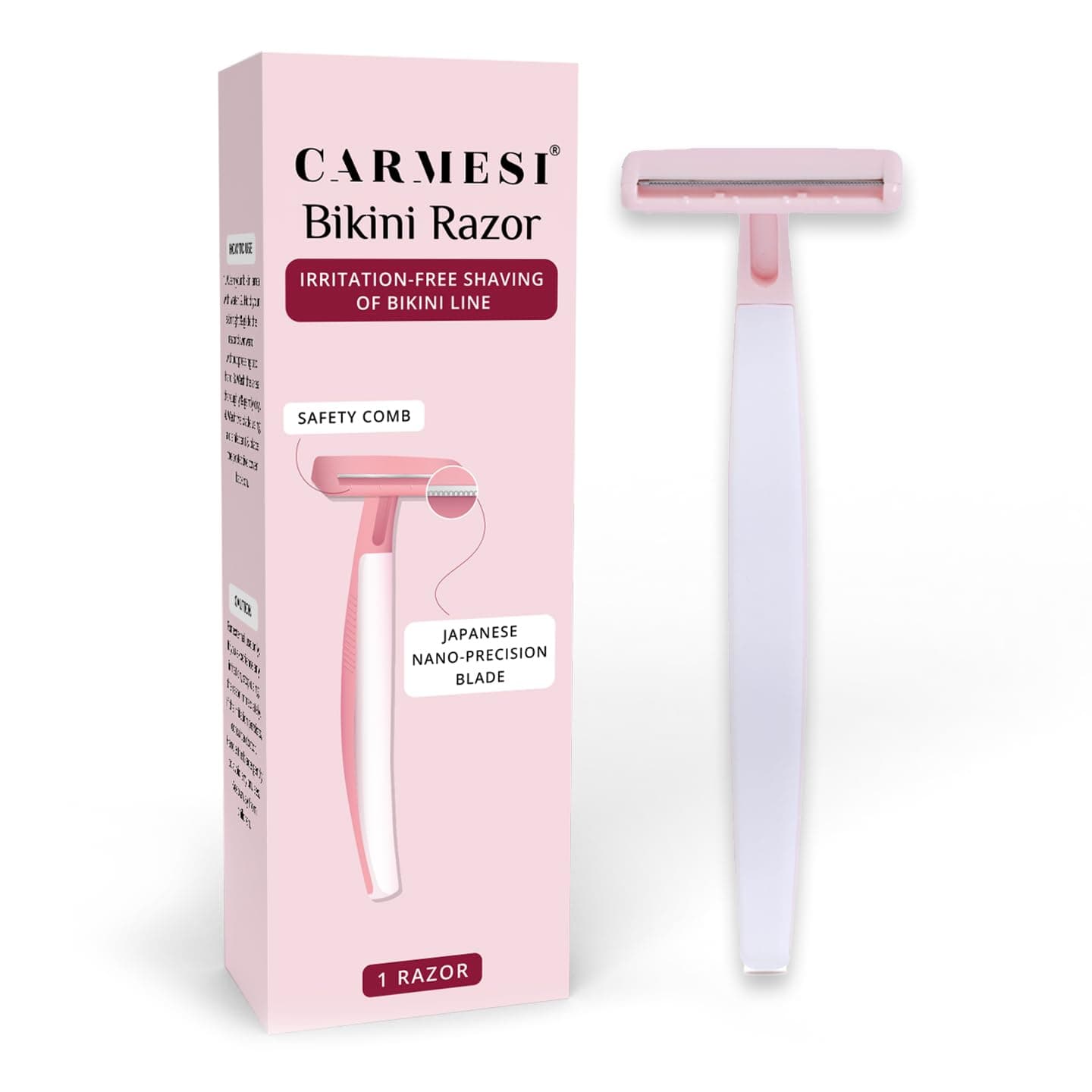 Bikini Razor for Women | No Cuts, No Bumps Hair Removal | Japanese Nano-Precision Blade with Safety Comb | Smooth, Irritation-Free Bikini Line Shave | 1 Razor