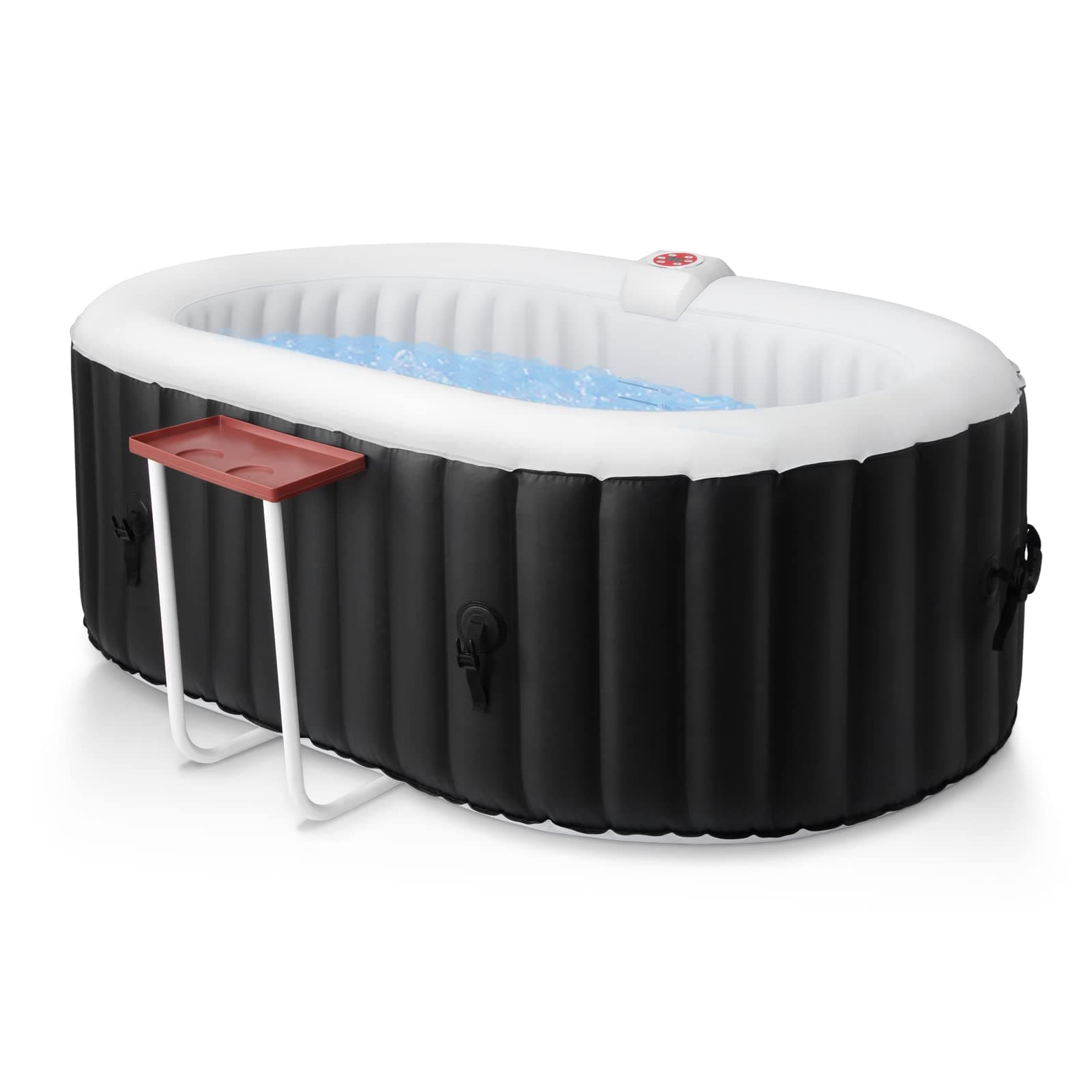 Edostory Hot Tub Inflatable Portable Oval Spa 2 Person Hot Tub with 90 Bubble Jets, Cover, Filter Cartridges, Pump, Black
