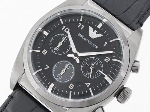 Emporio Armani Croograph Watch for Men AR0393 With Black Leather