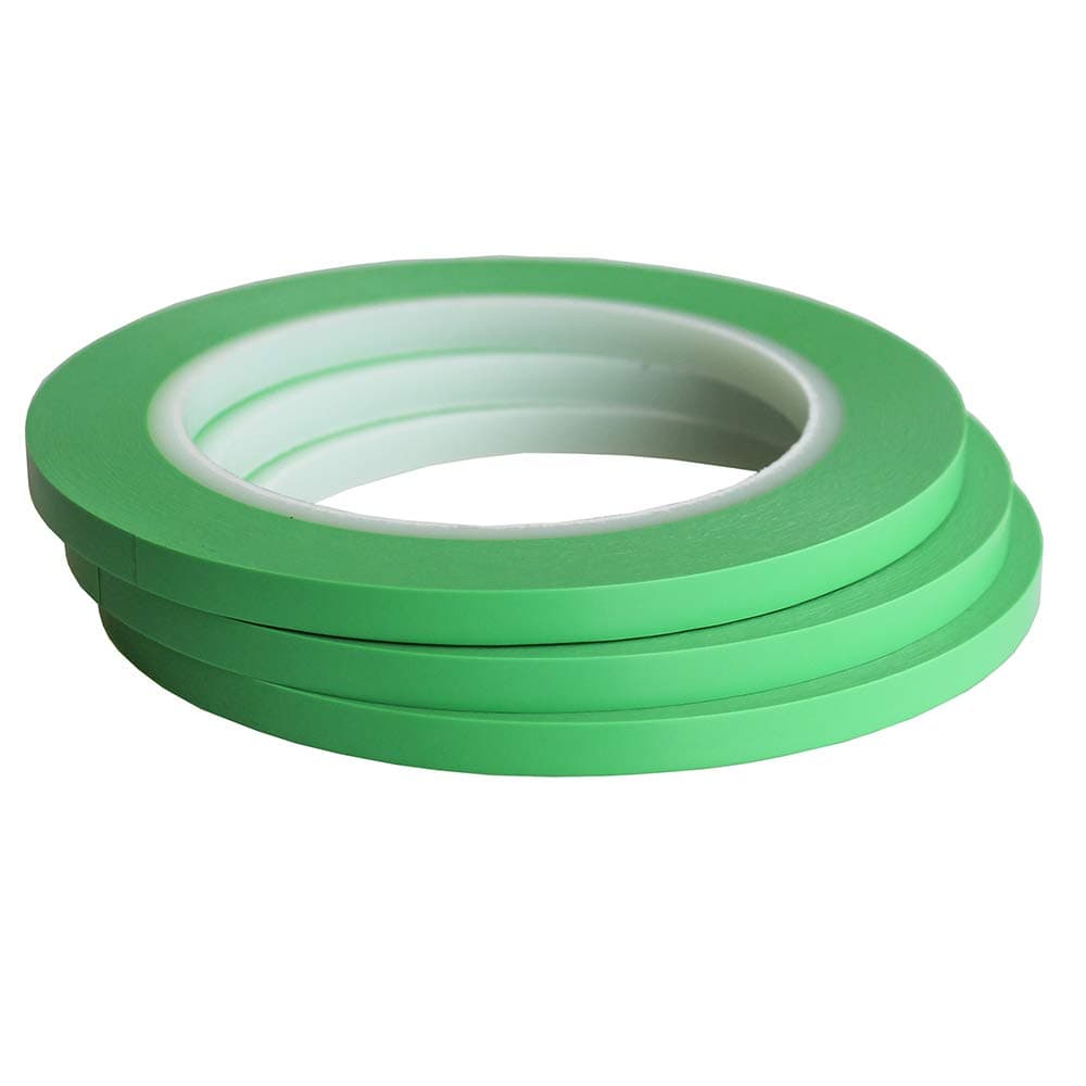 High-Temp Vinyl Fine Line Fineline Masking Tape Automotive Paint for Curves Green (1/4 inch x 3)